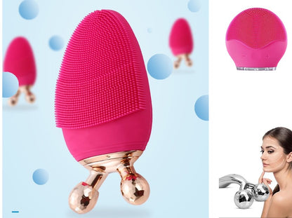 Multifunctional ultrasonic silicone facial cleansing device