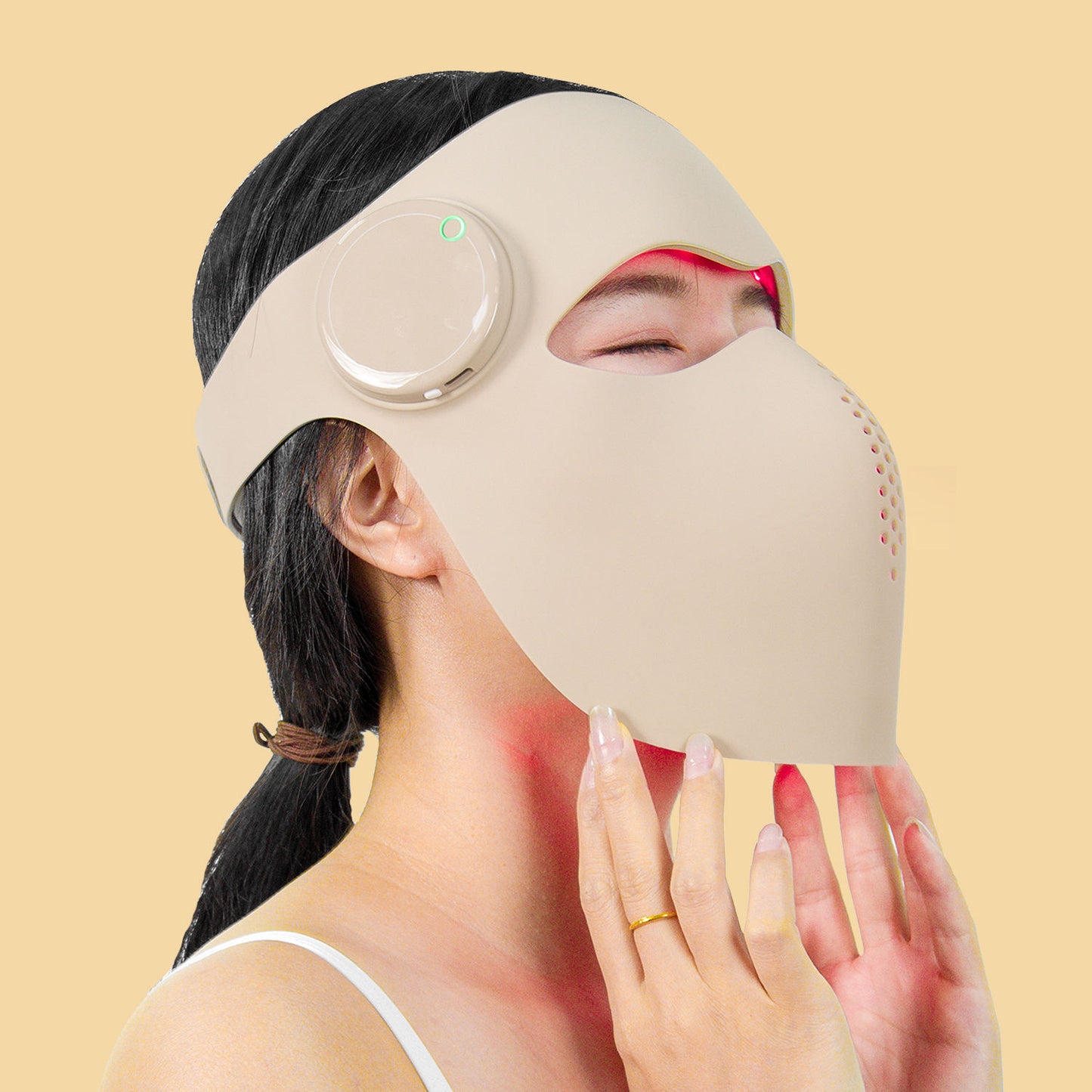 LED red light therapy facial mask for anti-aging and skin rejuvenation