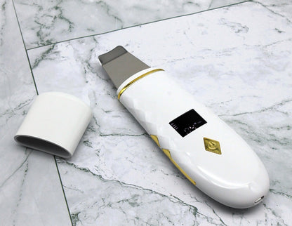 Ultrasonic pore cleansing LED display facial cleanser device