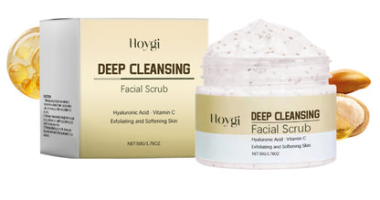 Deep cleansing facial scrub with walnut powder and shea butter