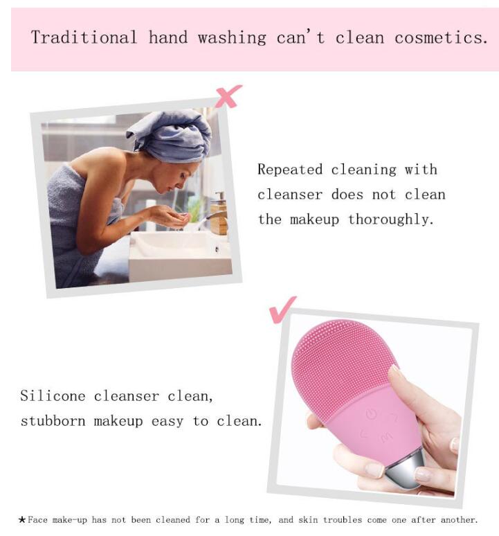 Electric silicone facial cleansing brush for deep pore cleansing