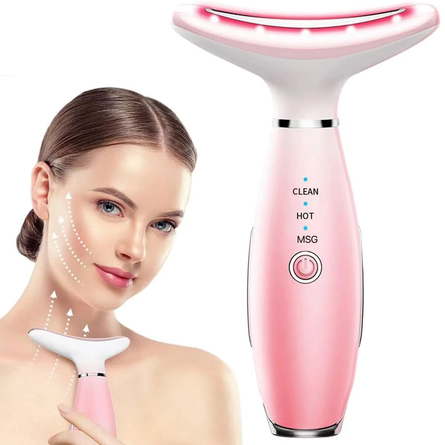 3-in-1 neck and face massager with thermal vibration for skin sculpting