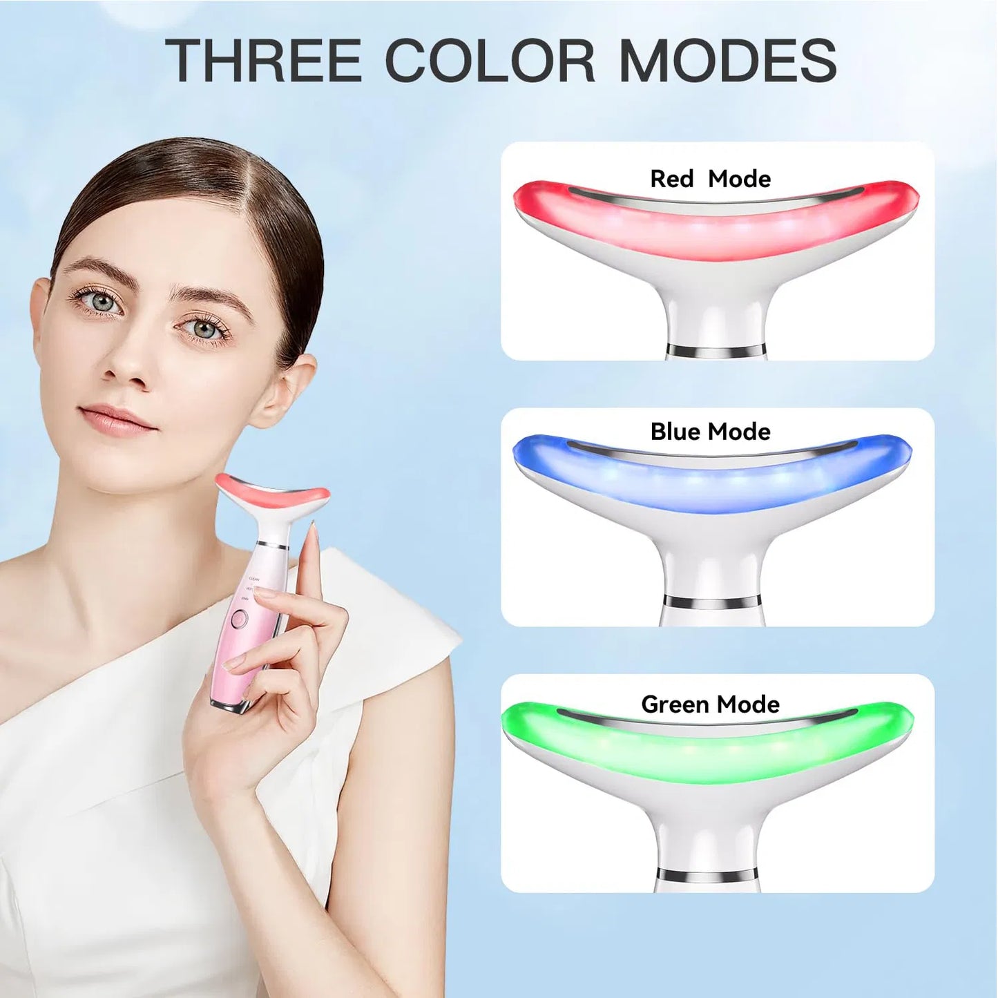 3-in-1 neck and face massager with thermal vibration for skin sculpting