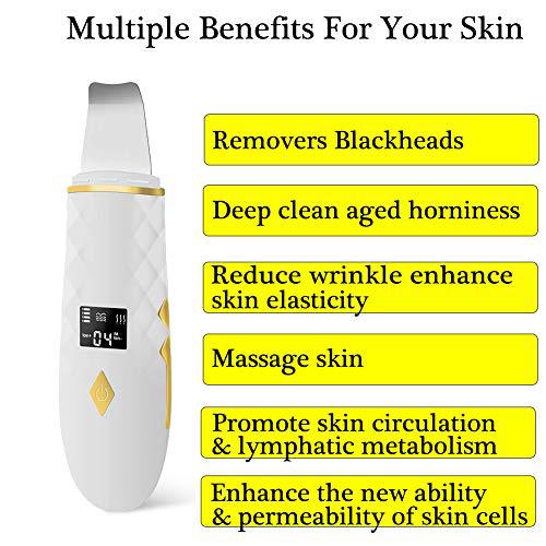 Ultrasonic pore cleansing LED display facial cleanser device
