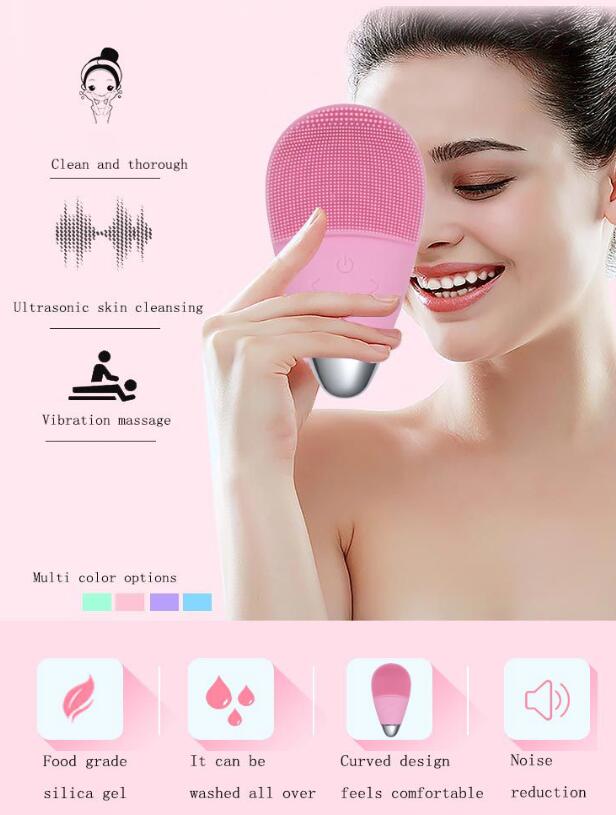 Electric silicone facial cleansing brush for deep pore cleansing