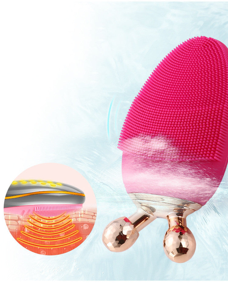 Multifunctional ultrasonic silicone facial cleansing device