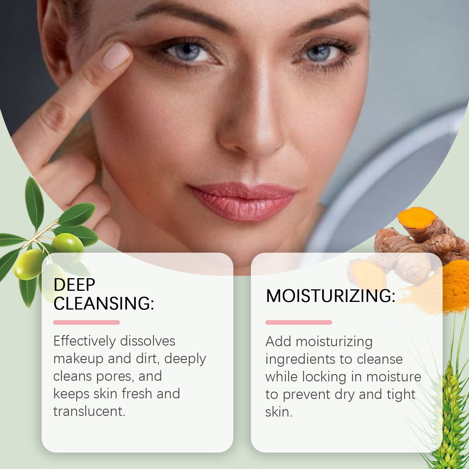 Gentle facial cleansing oil with coconut and wheat extract for makeup removal