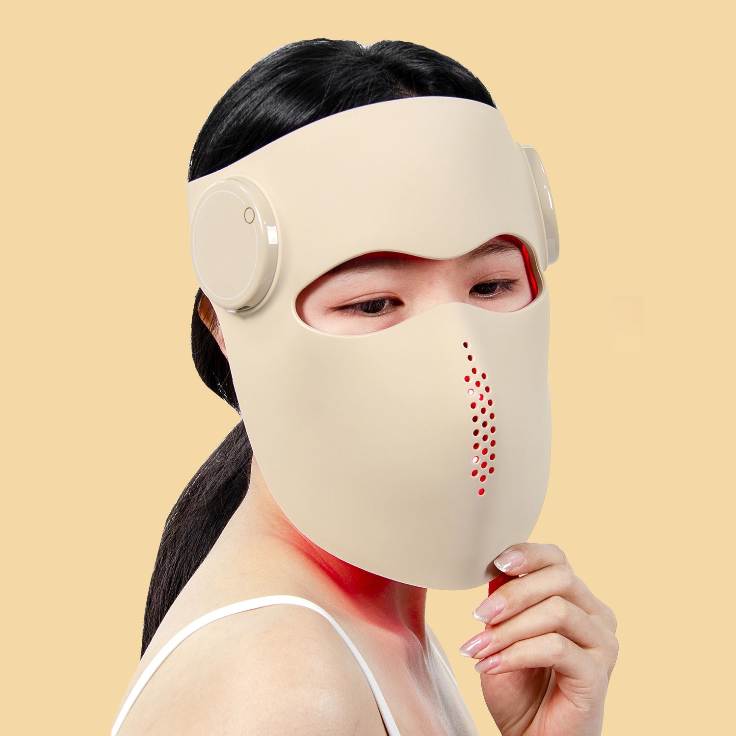 LED red light therapy facial mask for anti-aging and skin rejuvenation